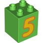 Duplo Brick 2 x 2 x 2 with Yellow '5' Print