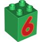 Duplo Brick 2 x 2 x 2 with Red '6' Print