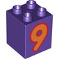 Duplo Brick 2 x 2 x 2 with Orange '9' Print