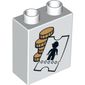 Duplo Brick 1 x 2 x 2 with Coins and Ticket with Minifig Silhouette Print
