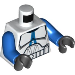 Torso Armor with Blue 501st Legion Markings Print (Clone Wars), Blue Arms, Black Hands