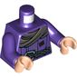 Torso Coat with Scarf, Braided Belt and Slingshot Print, Dark Purple Arms, Light Nougat Hands