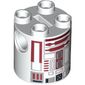 Brick Round 2 x 2 x 2 Robot Body, Axle Holder '+' Orientation with Dark Red Astromech Droid with Solid Black Rectangle Print (R4-P17)
