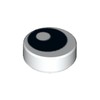 White Tile Round 1 x 1 with Offset Black Eye Print