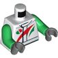 Torso Octan Racing Suit with Red and Green Stripe Print, Green Arms, Dark Bluish Gray Hands