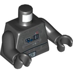 Torso Flight Suit with Control Panel, Tubes, Silver Belt Buckle Print (TIE Pilot), Black Arms and Hands