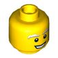 Minifig Head Santa, White and Gray Bushy Eyebrows, Open Mouth Smile Print