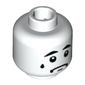 Minifig Head Sad Clown, Thick Eyebrows, White Pupils, Sad with Tear Print [Blocked Open Stud]