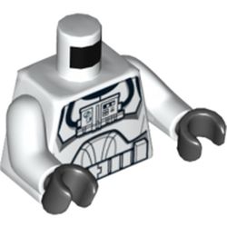 Torso Armor Clone Pilot with Blue Controls on Front Panel Print (Clone Wars), White Arms, Black Hands