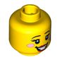 Minifig Head Bumblebee Girl, Eyebrows, Eyelashes, Red Lips, Open Smile and Pink Cheeks Print