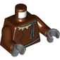 Torso Tunic with Rope Belt and Collar and Large Stitches Print, Reddish Brown Arms, Dark Bluish Gray Hands