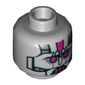 Minifig Head Kraang, Magenta Robot Eyes and Mouth, Metal Plates Print [Hollow Stud]