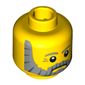 Minifig Head Sea Captain, Gray Beard, Gray Eyebrows and Eye Dimples Print [Blocked Open Stud]