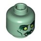 Minifig Head Medusa, Dual Sided, Fangs, Green Lips, Cheek Lines, Yellow Eyes / Open Mouth with Red Eyes Print [Blocked Open Stud]