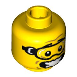 Minifig Head Skydiver, Goggles, Open Mouth and Scared Print [Blocked Open Stud]