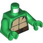 Torso Turtle Shell with Crack and Dark Brown Horizontal Belt Print, Green Arms and Hands