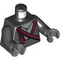 Torso Layered Robe and Dark Red Katana Scabbard Print, Black Arms, Dark Bluish Gray Hands