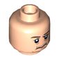 Minifig Head Malakili, Brown Eyebrows, Moustache, White Pupils / Sad Print