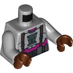 Torso Armor with Suspenders and Utility Belt over Purple Shirt Print, Light Bluish Gray Arms, Reddish Brown Hands
