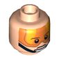 Minifig Head Luke Skywalker, Stern Brown Eyebrows, Pupils and Orange Visor / Open Mouth Print