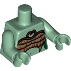 Torso Medusa Entwined Snakes, Scales and Fangs Bra Print, Sand Green Arms and Hands