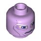 Minifig Head Umbaran Soldier, Large Purple Eyes and White Eyebrows Print [Hollow Stud]