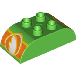 Duplo Brick 2 x 4 Curved Top with Disney Planes Fuel Logo Printed on Both Curved Ends