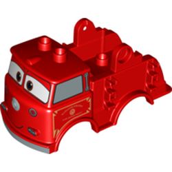 Duplo Car Body Truck with 'Red' Fire Logo Print (Fits over Car Base 2 x 4)