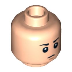 Minifig Head Boba Fett, Dual Sided, Eyebrows, Open Mouth Evil Grin / Closed Mouth Sad Print [Hollow Stud]