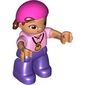 Duplo Figure Child with Bandana Dark Pink, Necklace with Pouch Print (Izzy)