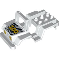 Duplo Car Body Jeep with Headlights, Zebra Stripes and Yellow 'ZOO' Print