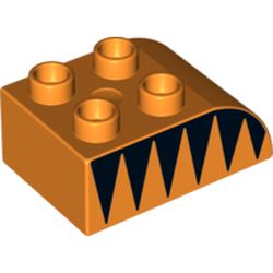 Duplo Brick 2 x 3 with Curved Top and Black Triangles (Tiger Stripes) Print on Both Sides