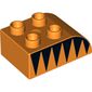 Duplo Brick 2 x 3 with Curved Top and Black Triangles (Tiger Stripes) Print on Both Sides