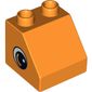 Duplo Brick 2 x 2 Slope 45° with Eye with White Spot and Curve Print on Both Sides