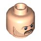 Minifig Head Dan Reid, Beard Stubble, Moustache, Brown Eyebrows Print [Hollow Stud]