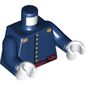 Torso Cavalry Uniform, 7 Buttons, Dark Red Sash and Gold Epaulets Print, Dark Blue Arms, White Hands
