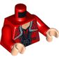 Torso Dress with Black Belt, Ruffles and Lace Shawl Print, Red Arms, Light Nougat Hands