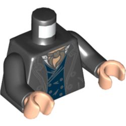 Torso Jacket with Lapels, Dark Blue Vest and Dark Tan Ascot Print, Black Arms, Light Nougat Hands