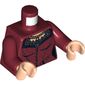 Torso Spotted Dress with Buttons, Ruffles and Gold Necklace Print, Dark Red Arms, Light Nougat Hands