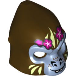 Mask Gorilla with Gray Face, Light Yellow Face Paint and Pink Flowers Print