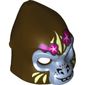 Mask Gorilla with Gray Face, Light Yellow Face Paint and Pink Flowers Print