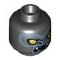 Minifig Head Gorzan, Gorilla with Yellow Eyes, Fangs and Gray Face, Closed Mouth / Open Mouth Print