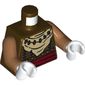 Torso Tribal Vest, Dark Red Belt and White Neckerchief Print, Medium Nougat Arms, White Hands