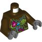Torso Gorilla with Leaf Top and Belt, Pink Flowers and Chi Orb Print, Dark Brown Arms, Dark Bluish Gray Hands