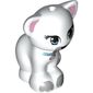 Animal, Cat, Sitting with Medium Azure Eyes, Collar, Bright Pink Ears, Pendant, Light Bluish Gray Markings Print
