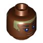 Minifig Head Stass Allie, Violet Eyes, Brown Lips and Pale Green Head Paint Print [Hollow Stud]
