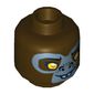 Minifig Head G'Loona, Dual Sided, Gorilla with Yellow Eyes, Protruding Front Teeth and Gray Face Happy / Sad Print [Hollow Stud]