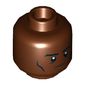 Minifig Head James Rhodes (War Machine / Iron Patriot), Dual Sided, Eyebrows, Cheek Lines, Determined / Angry Print [Hollow Stud]
