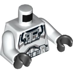 Torso Armor Clone Pilot Detailed Print, White Arms, Black Hands