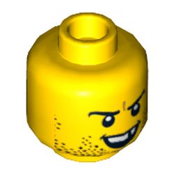 Minifig Head Knight, Dual Sided, Stubble and Missing Tooth Print [Hollow Stud]